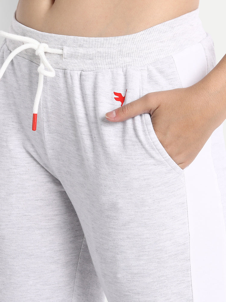 Womens Premium Cotton Printed Colourblocked Track Pants