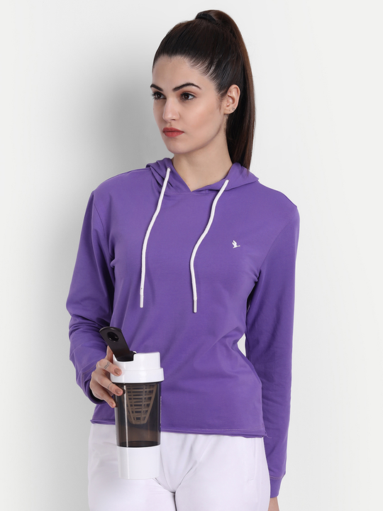 Womens Premium Cotton Solid Hooded Sweat-Shirts