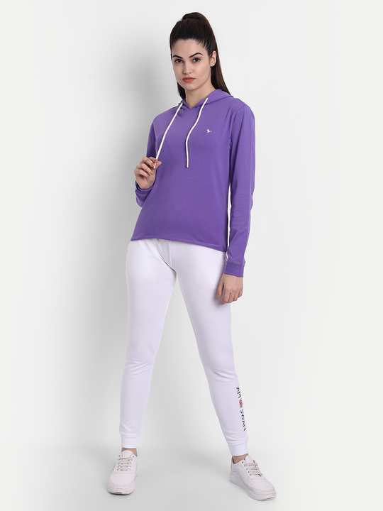 Womens Premium Cotton Solid Hooded Sweat-Shirts