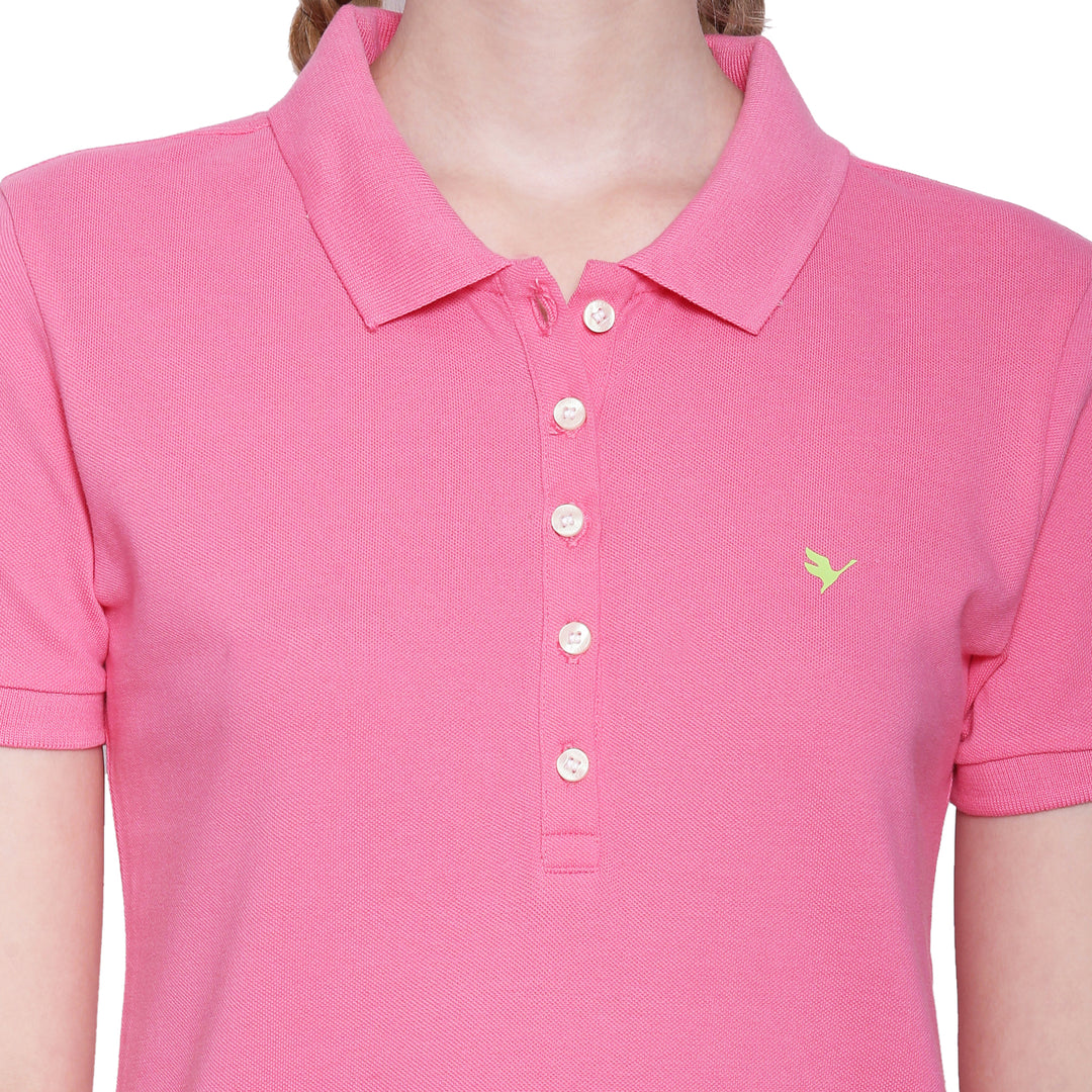 WOMENS PREMIUM COTTON SOLID HALF SLEEVE POLO T-SHIRTS