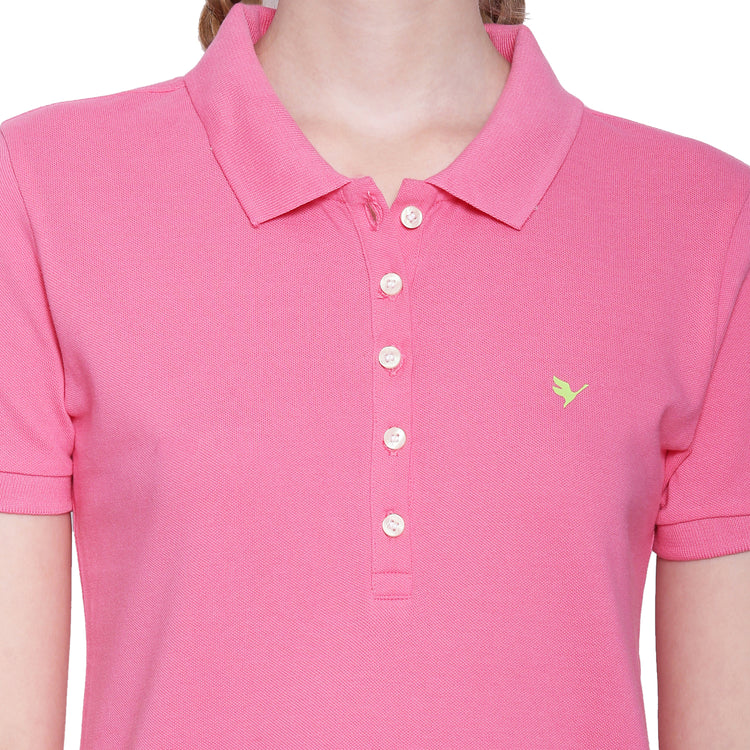 WOMENS PREMIUM COTTON SOLID HALF SLEEVE POLO T-SHIRTS