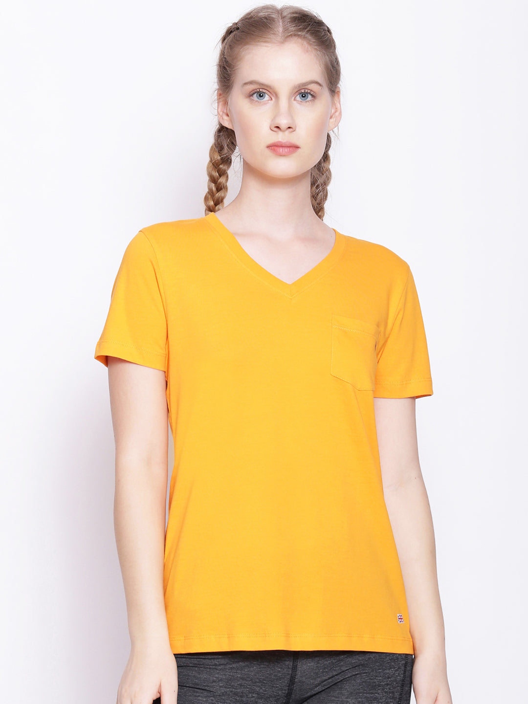 Women'S Premium Cotton Solid V- Neck Half Sleeve T-Shirts