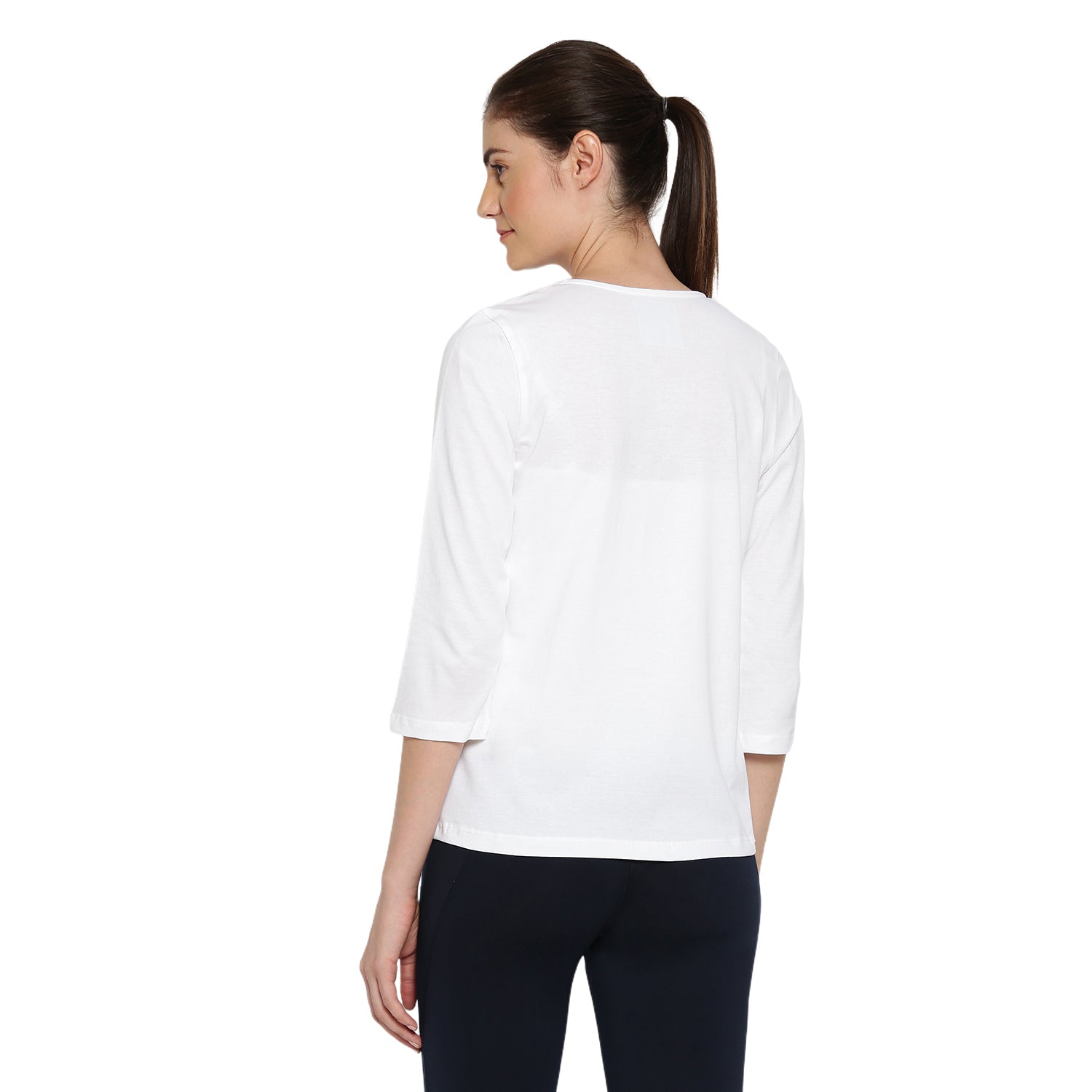 Womens Premium Cotton 3/4 Sleeve V- Neck Tops