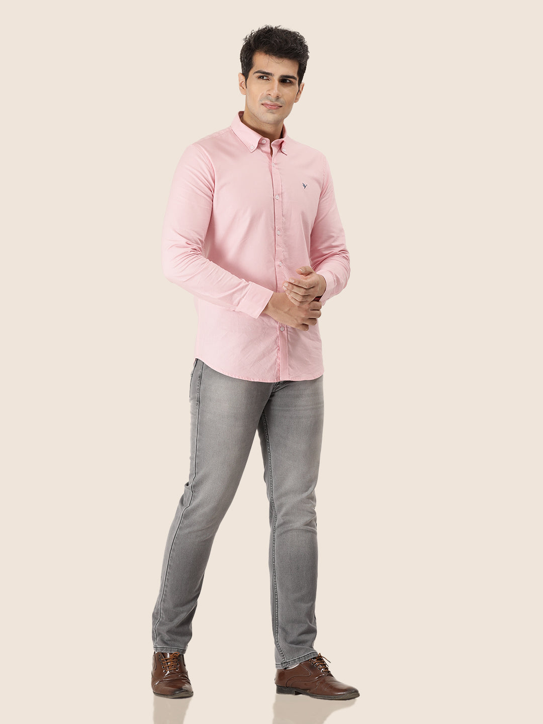 Men'S Premium Cotton Oxford Solid Shirt | Pink
