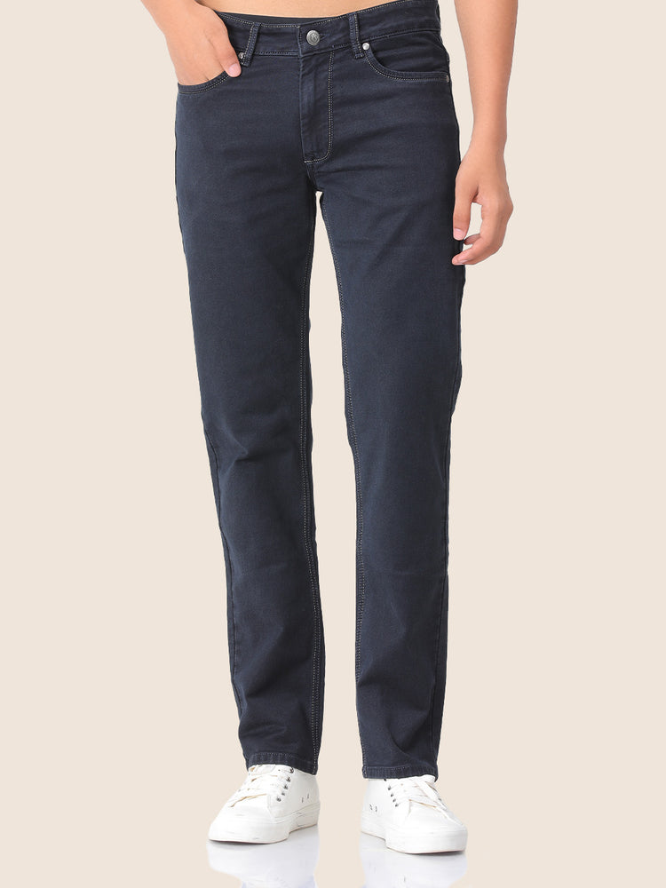 Amswan Premium Men'S Blue Dark Wash Classic Fit Jeans