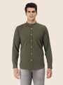 Premium Men'S Crinkle Cotton Shirt | Olive