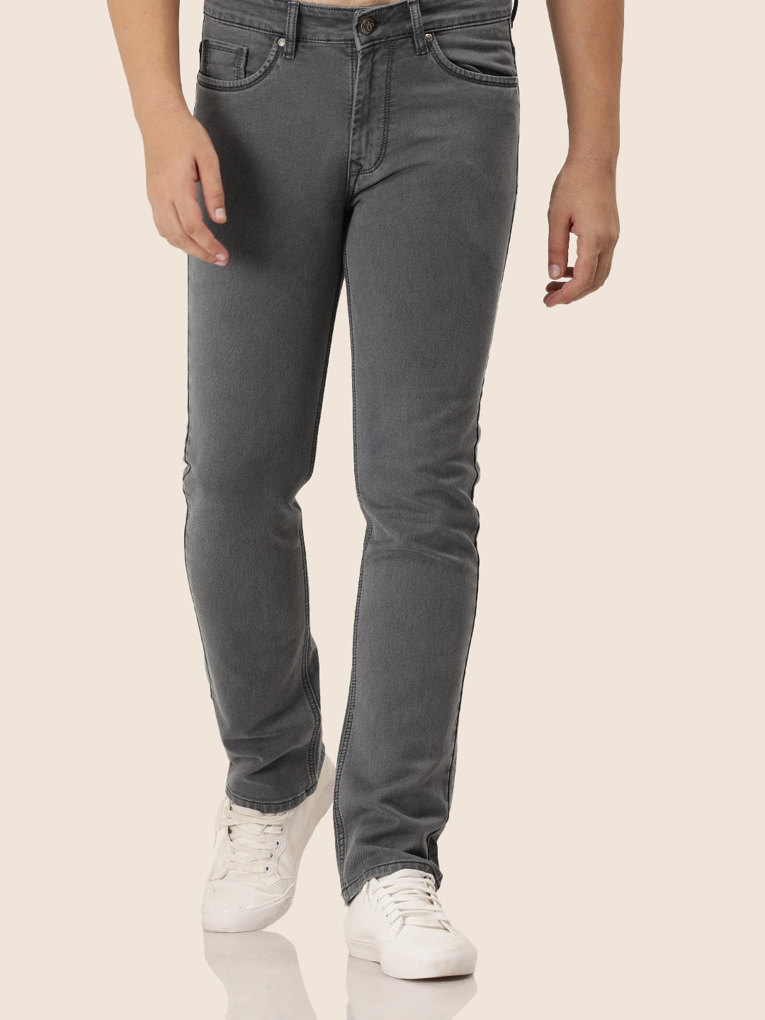 Amswan Premium Men'S Grey Dirty Wash Classic Fit Jeans