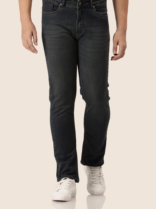 Amswan Premium Men'S Blue Dirty Wash Classic Fit Jeans