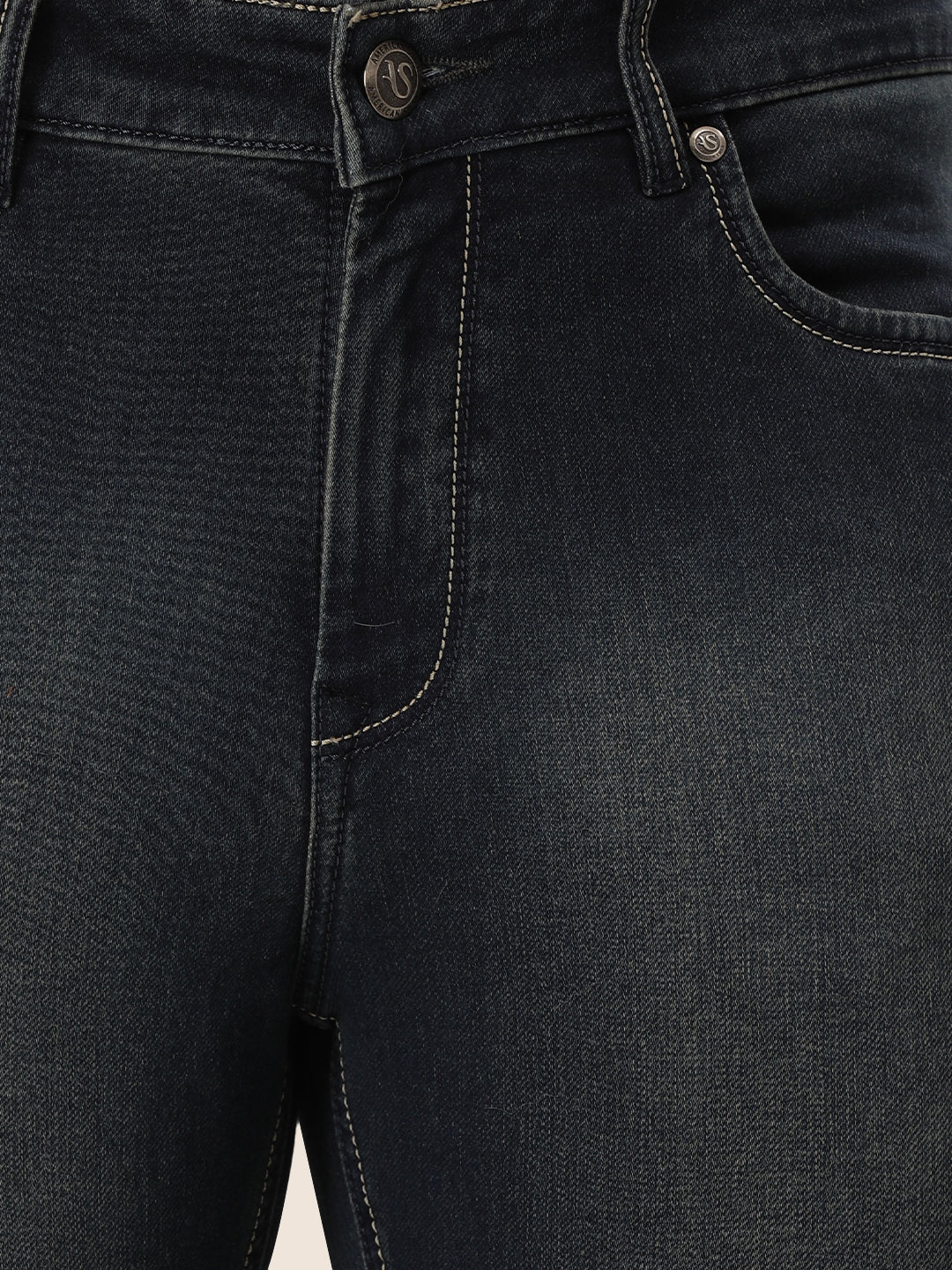 Amswan Premium Men'S Blue Dirty Wash Classic Fit Jeans