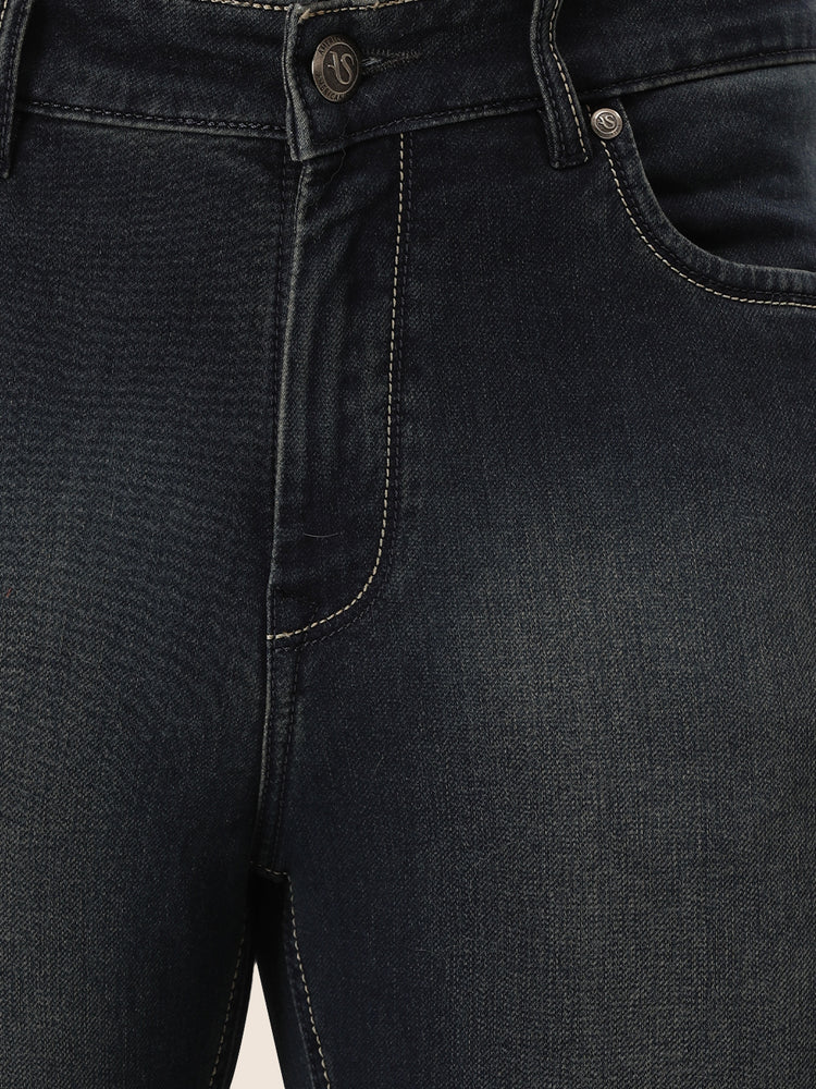 Amswan Premium Men'S Blue Dirty Wash Classic Fit Jeans