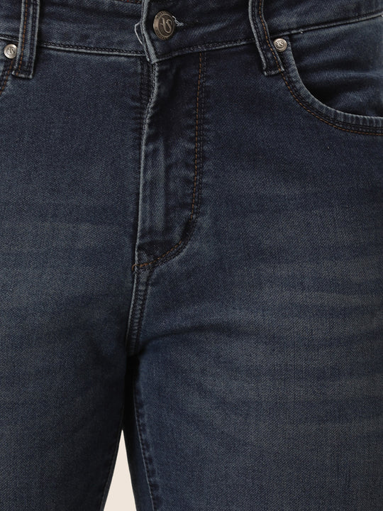 Amswan Premium Men'S Blue Dirty Wash Classic Fit Jeans