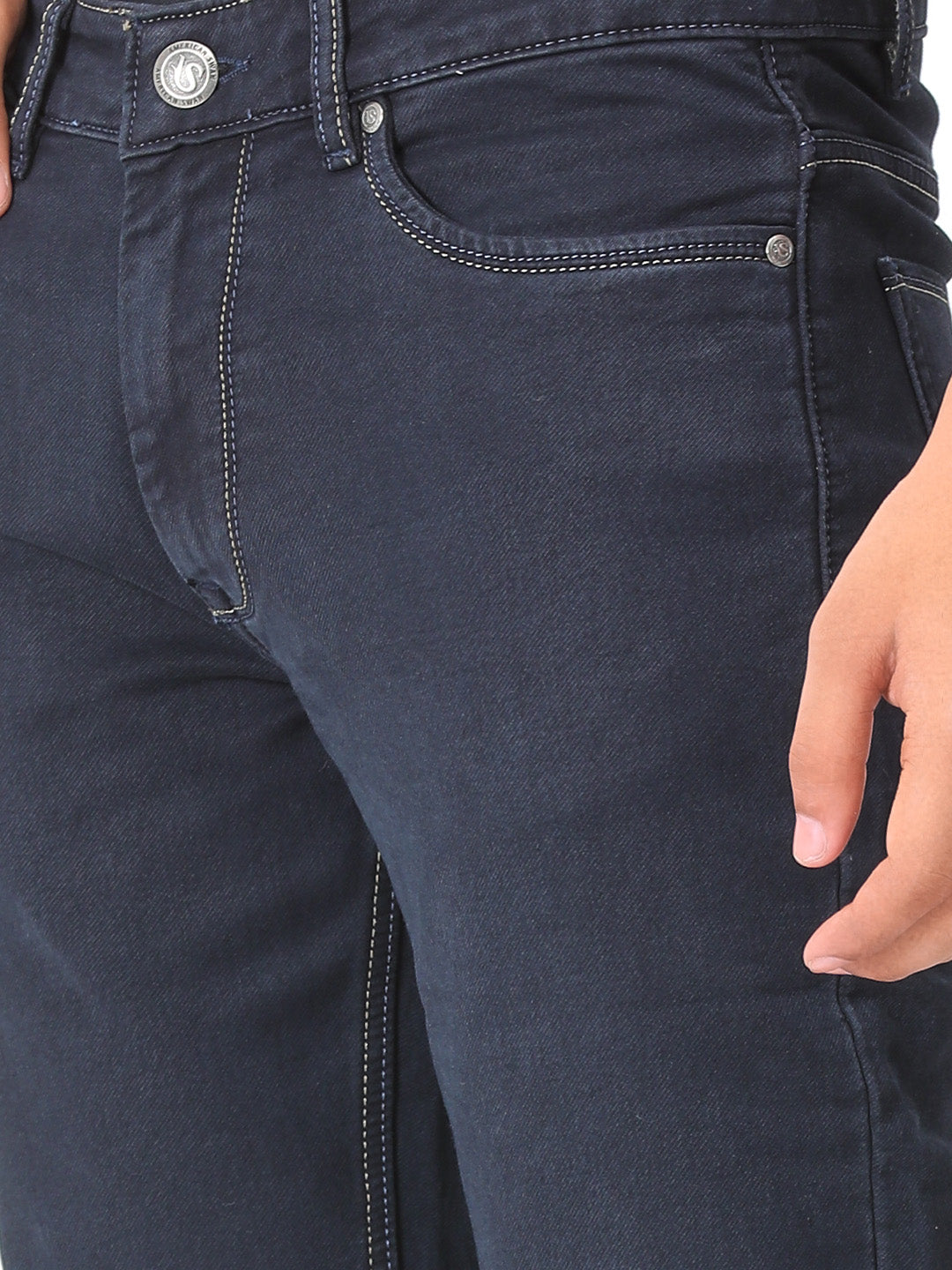 Amswan Premium Men'S Blue Dark Wash Classic Fit Jeans