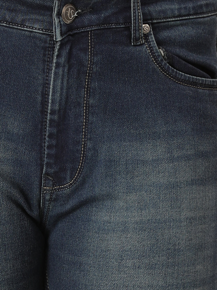 Amswan Premium Men'S Blue Dirty Wash Classic Fit Jeans