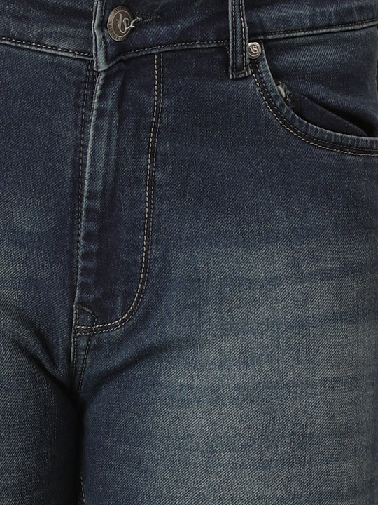 Amswan Premium Men'S Blue Dirty Wash Classic Fit Jeans