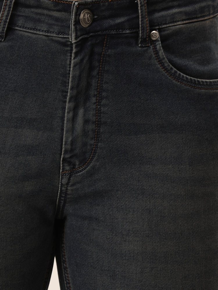 Amswan Premium Men'S Blue Dirty Wash Classic Fit Jeans