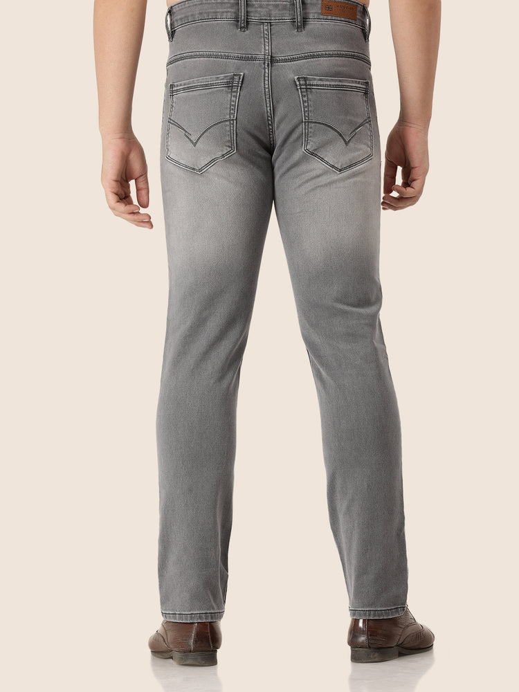 Amswan Premium Men'S Grey Dirty Wash Classic Fit Jeans