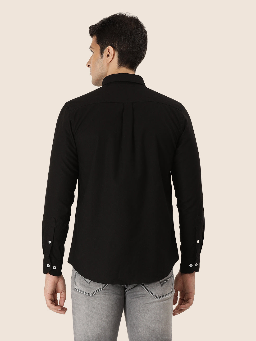 Men'S Premium Cotton Oxford Solid Shirt | Black Color