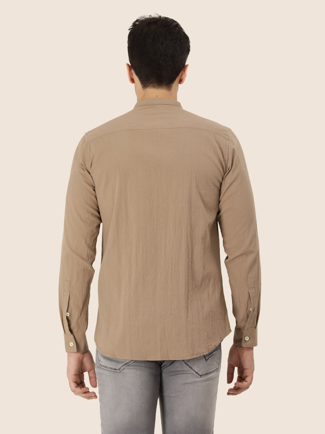 Premium Men'S Crinkle Cotton Shirt | Mustard