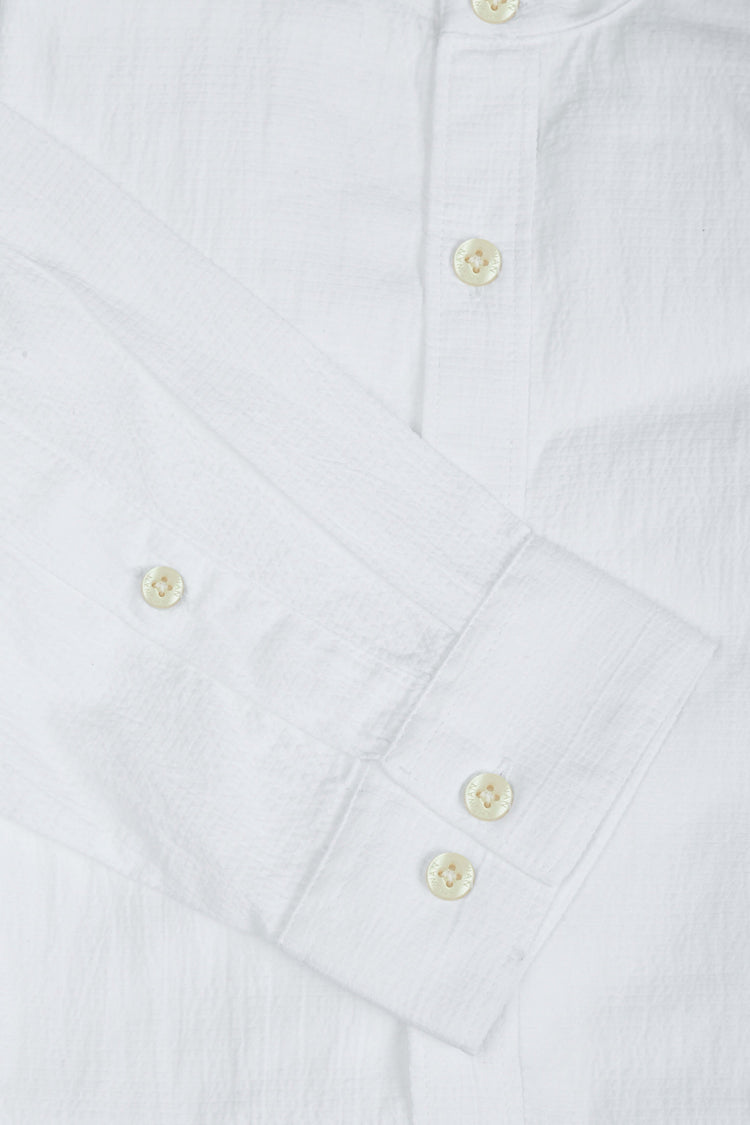 Amswan Premium Men'S Crinkle Cotton Shirt - Mandarin Collar, Long Sleeves