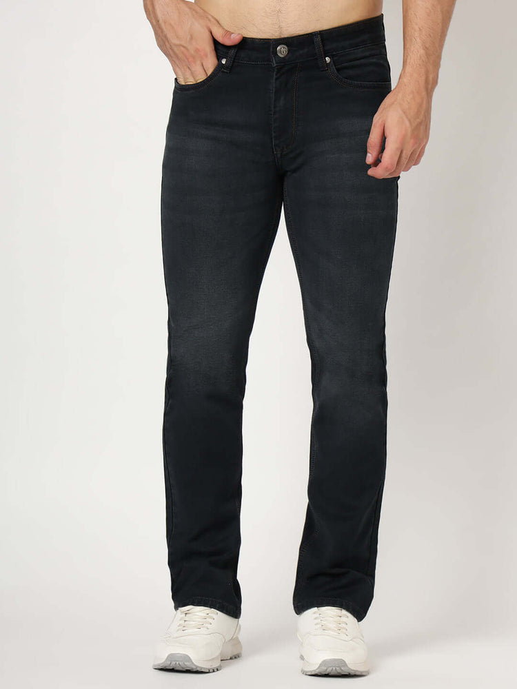 Premium Men'S Black Mid Wash Relaxed Fit Jeans