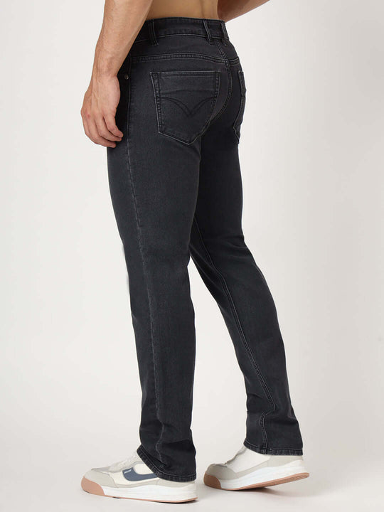 Premium Men'S Grey Dark Wash Relaxed Fit Jeans