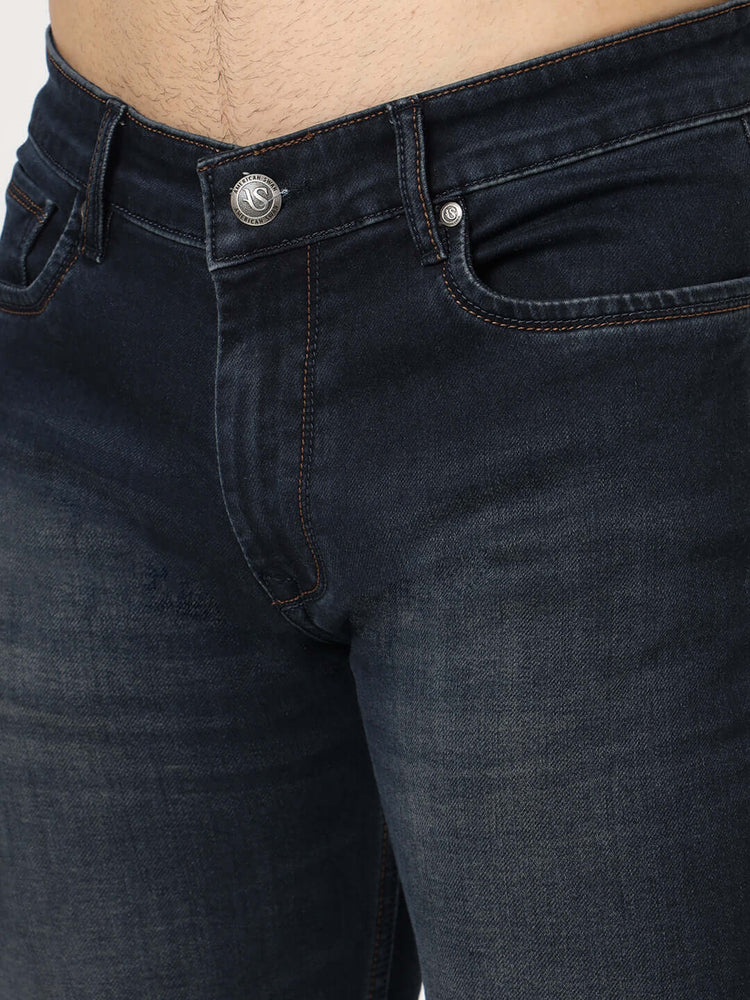 Premium Men'S Blue Dark Wash Relaxed Fit Jeans