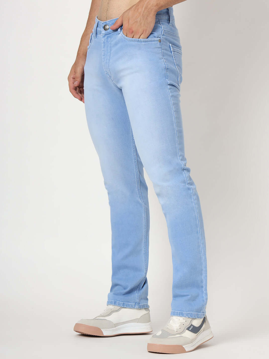 Premium Men'S Light Blue Light Wash Relaxed Fit Jeans