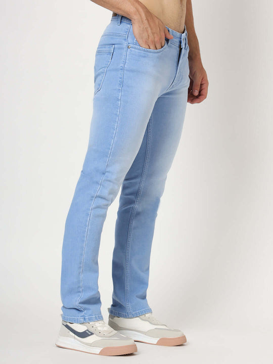 Premium Men'S Light Blue Light Wash Relaxed Fit Jeans