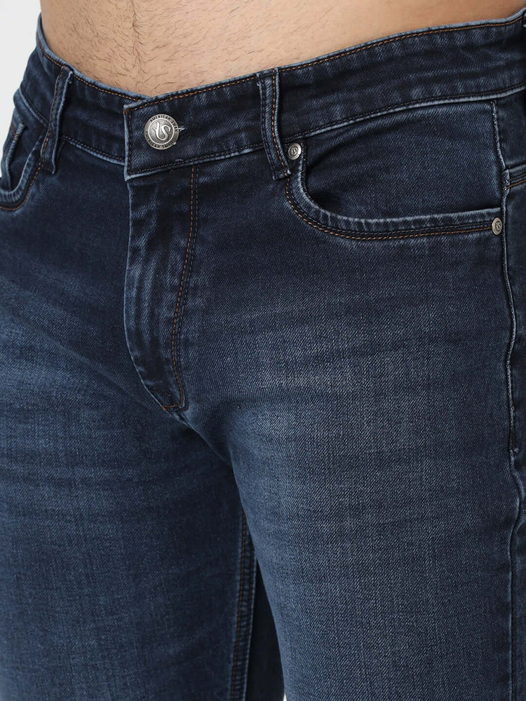 Premium Men'S Blue Dark Wash Relaxed Fit Jeans