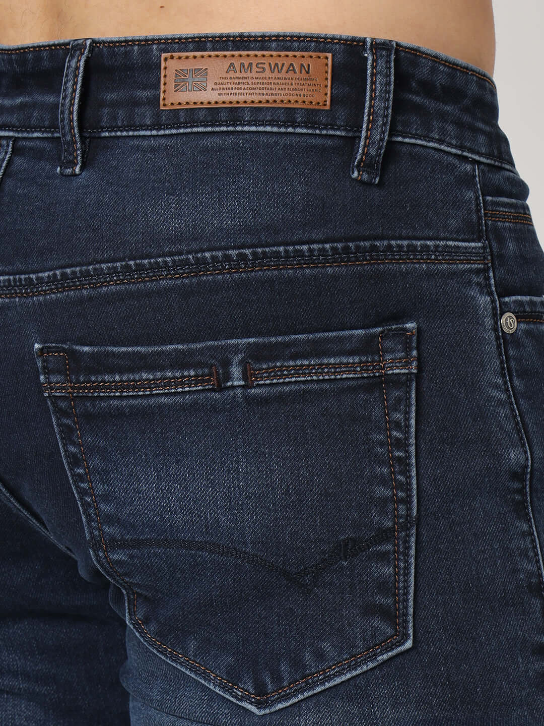 Premium Men'S Blue Dark Wash Relaxed Fit Jeans