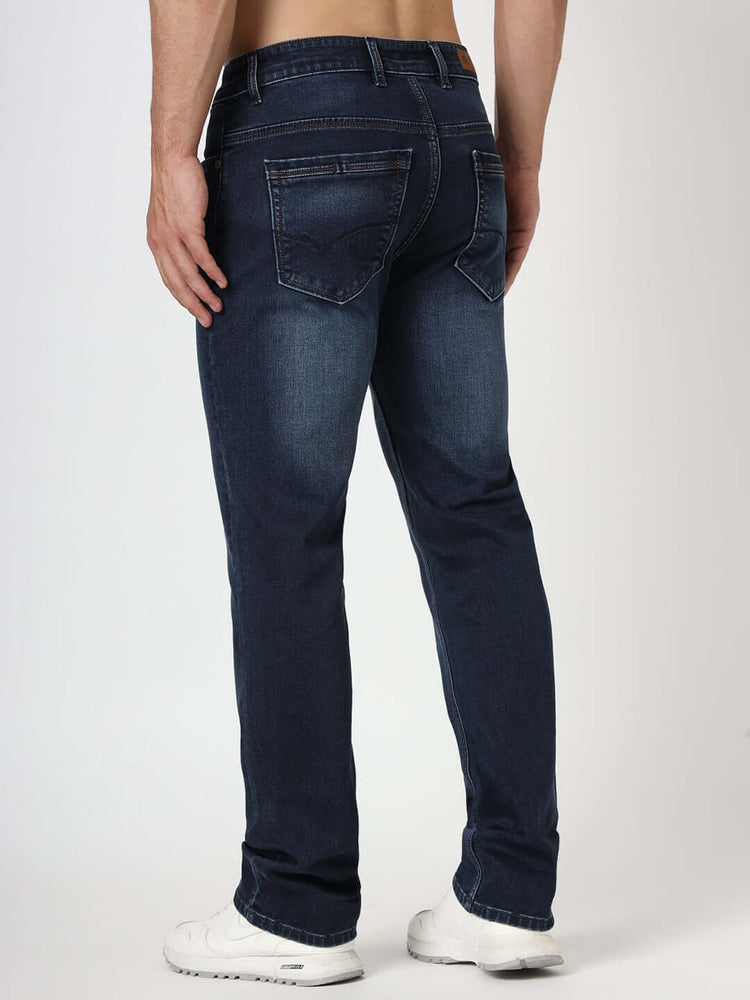 Premium Men'S Blue Dark Wash Relaxed Fit Jeans