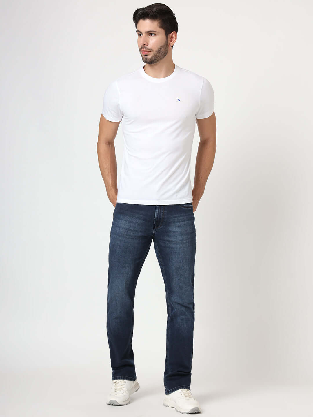 Premium Men'S Blue Dark Wash Relaxed Fit Jeans