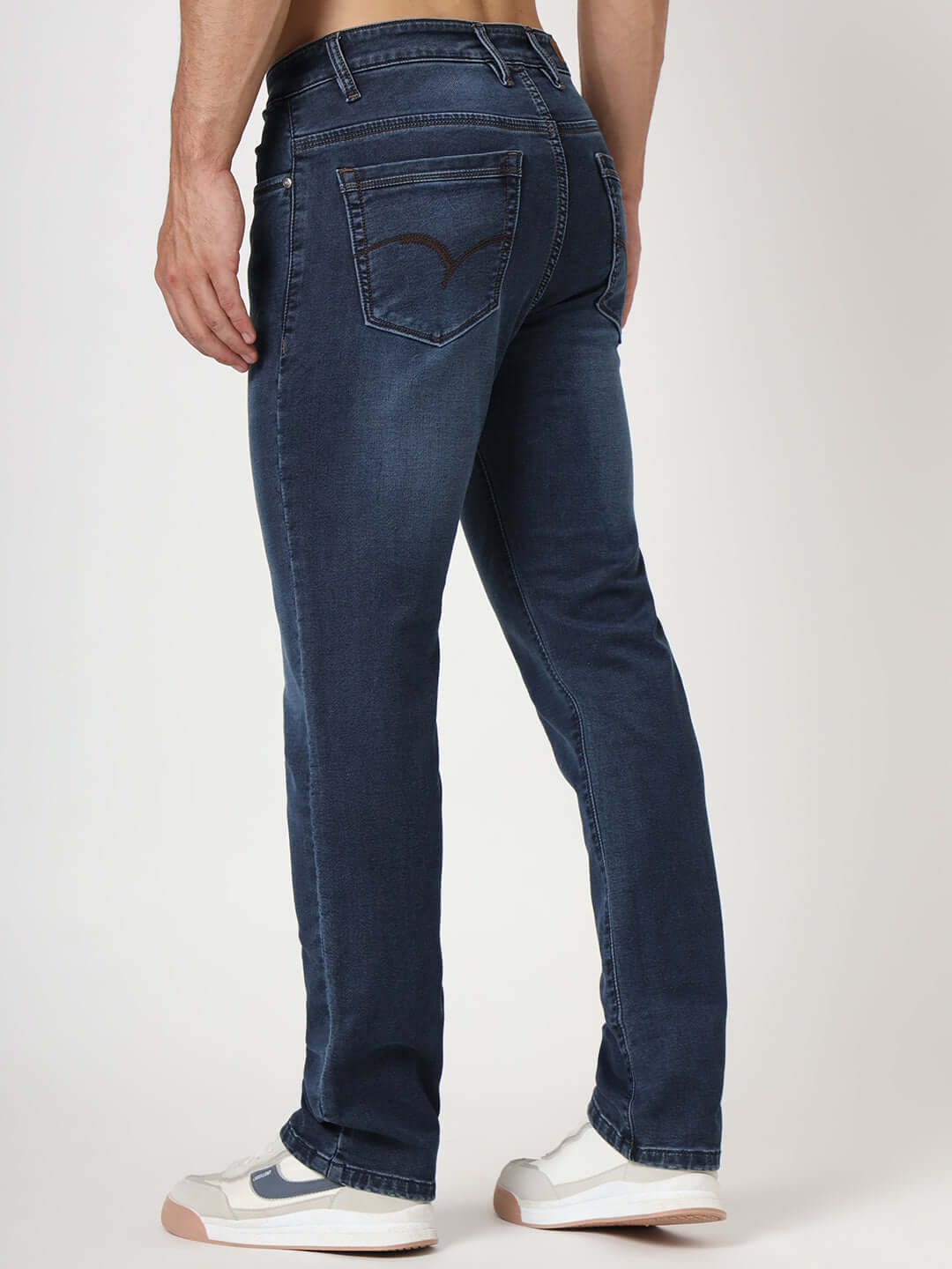 Premium Men'S Blue Mid Wash Relaxed Fit Jeans