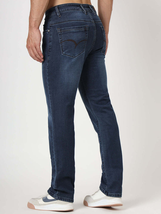 Premium Men'S Blue Mid Wash Relaxed Fit Jeans