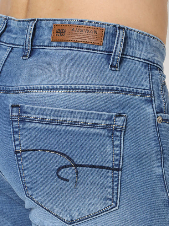 Premium Men'S Blue Mid Wash Relaxed Fit Jeans