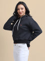 Amswan Women'S Black Solid Full Sleeve Hoodie