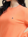 Amswan Women'S Orange Solid Sweatshirt