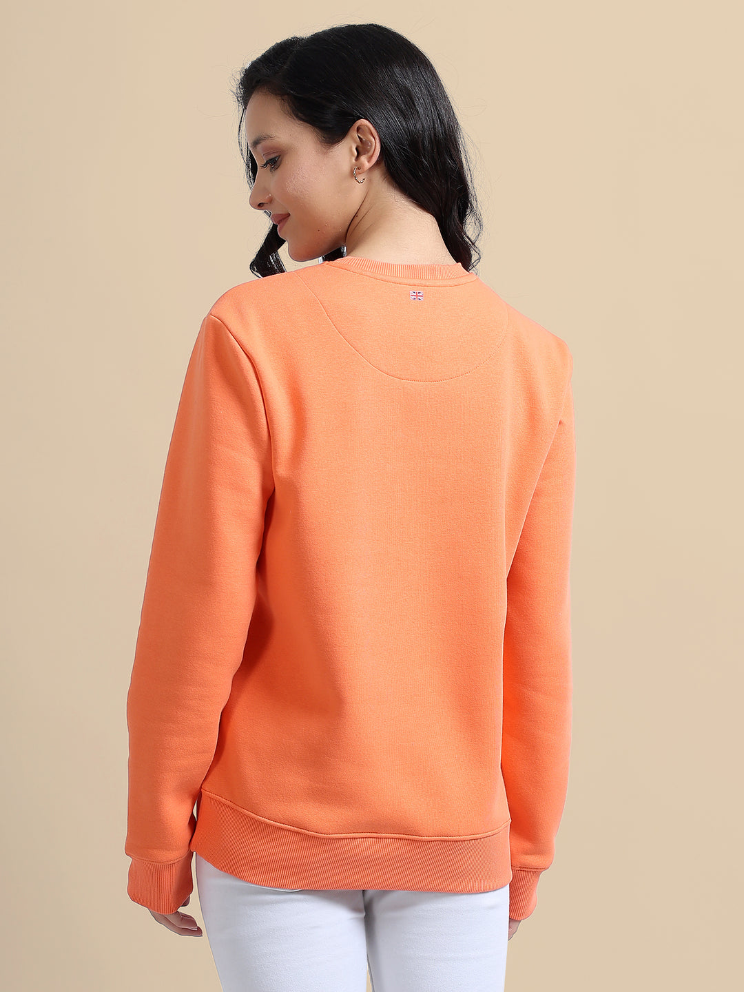 Amswan Women'S Orange Solid Sweatshirt
