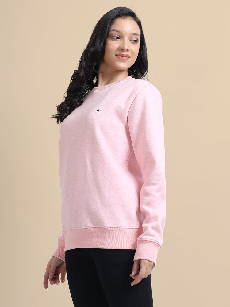 Amswan Women'S Pink Solid Sweatshirt