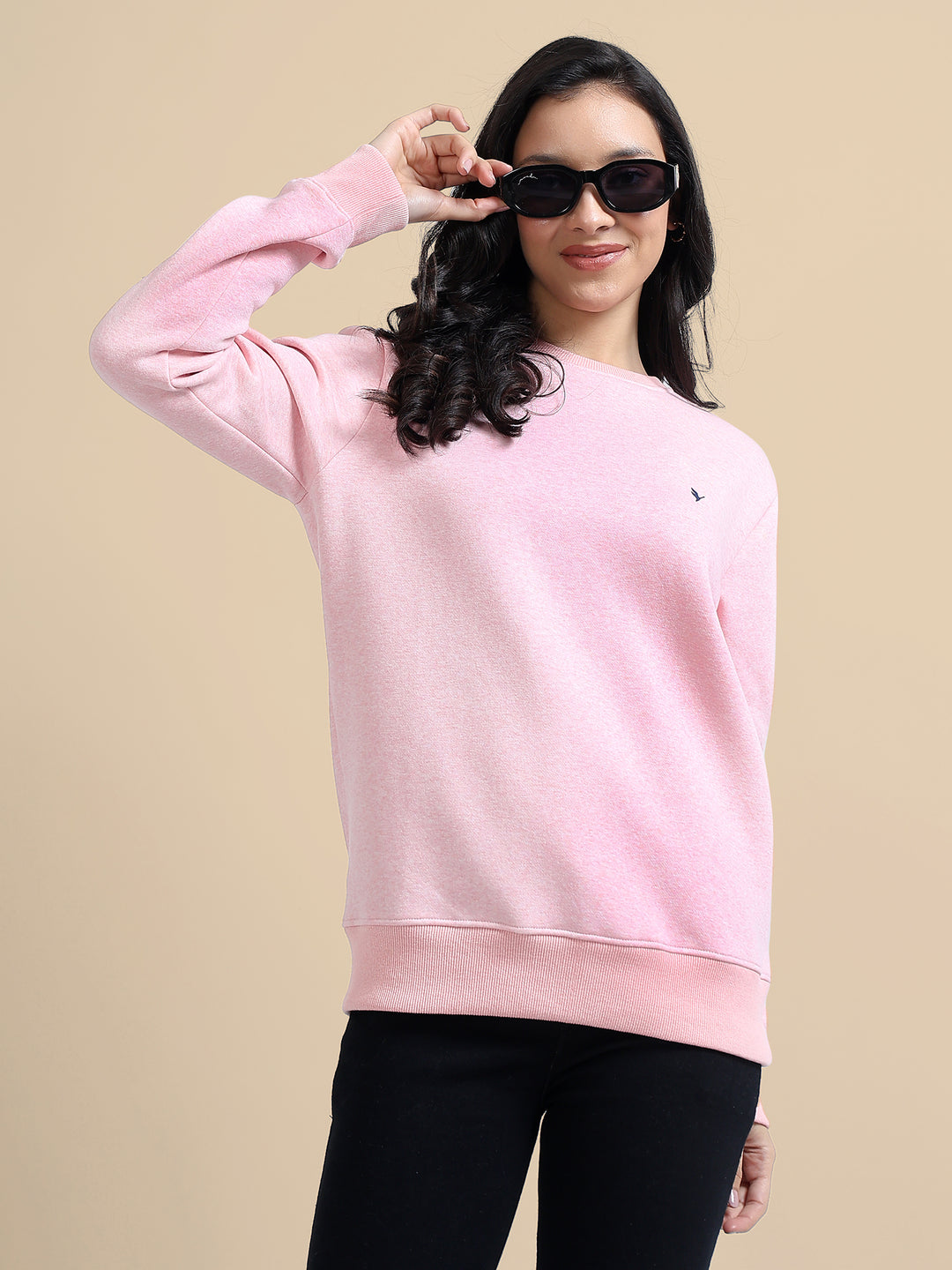 Amswan Women'S Pink Solid Sweatshirt