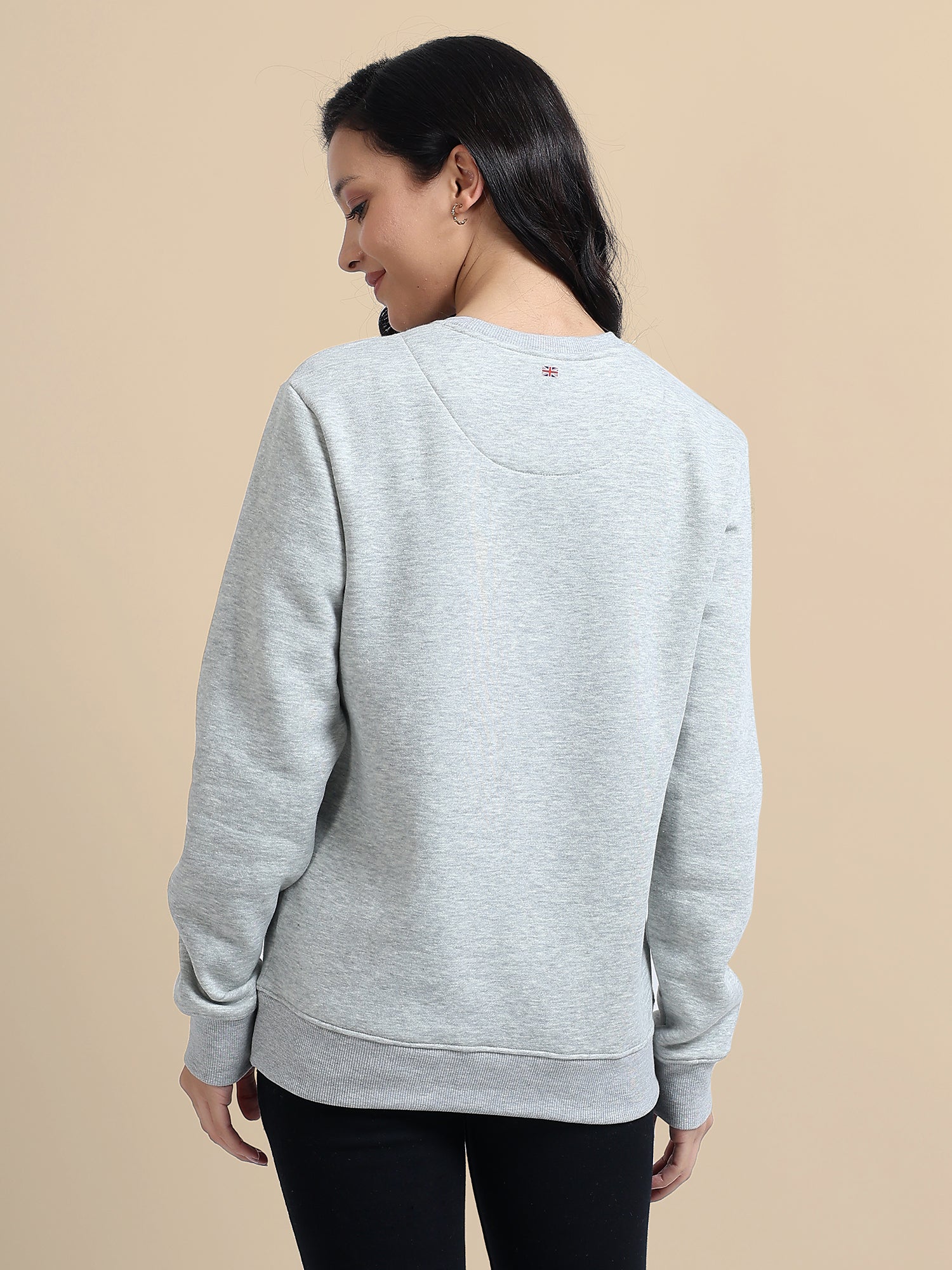 Amswan Women'S Melange Grey Sweatshirt