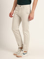 Premium Cotton Stretch Beige Solid Men'S Regular Fit Trouser
