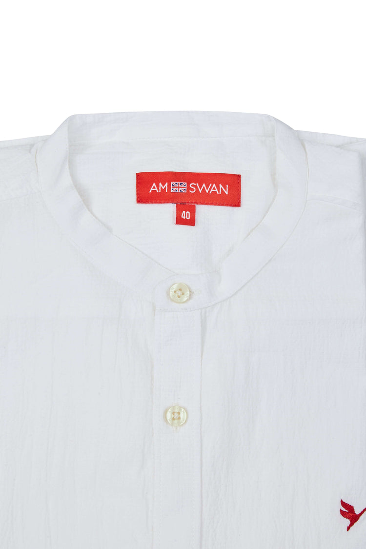 Amswan Premium Men'S Crinkle Cotton Shirt - Mandarin Collar, Long Sleeves