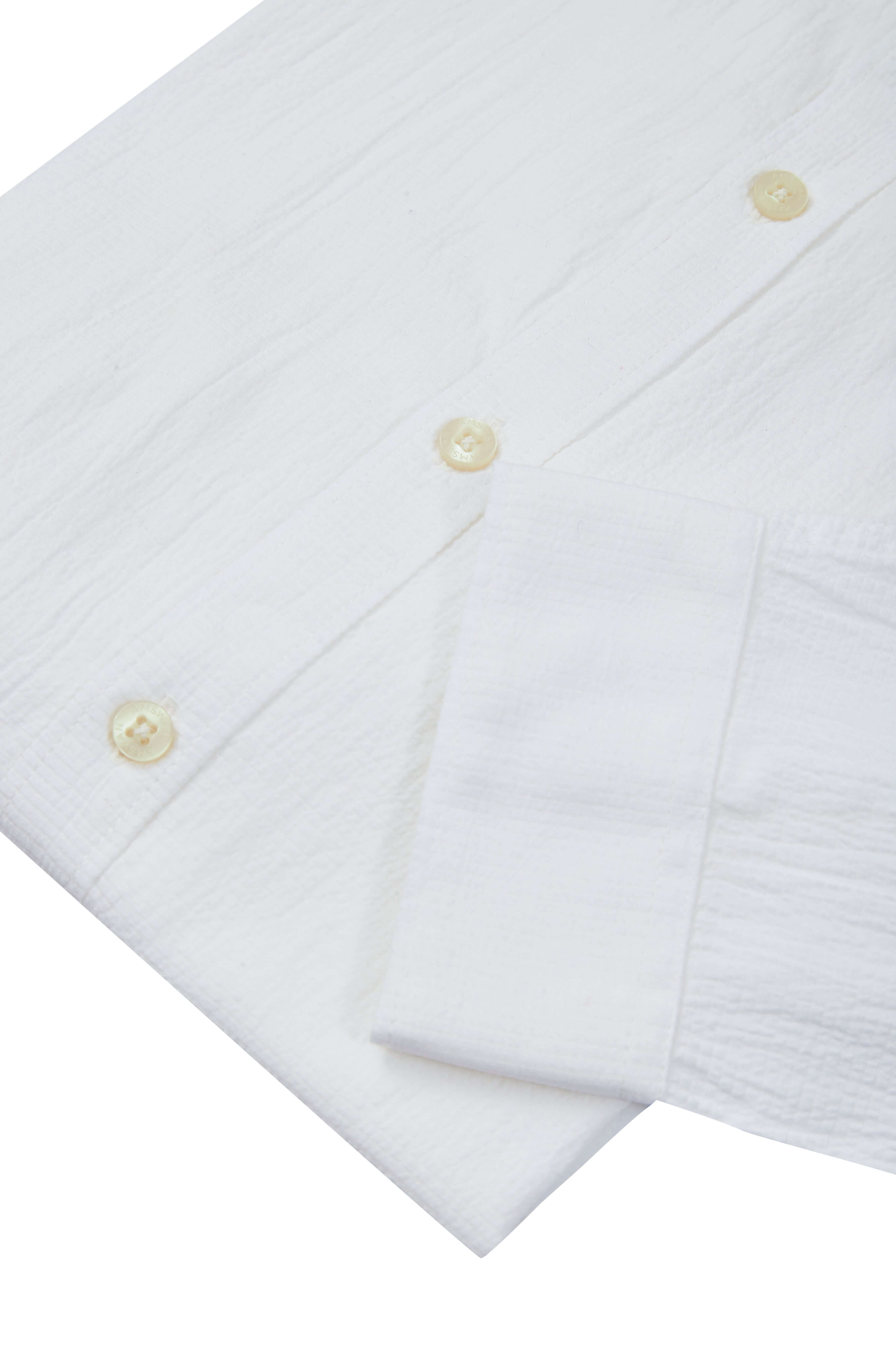 Amswan Premium Men'S Crinkle Cotton Shirt - Mandarin Collar, Long Sleeves