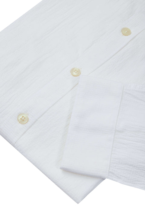 Amswan Premium Men'S Crinkle Cotton Shirt - Mandarin Collar, Long Sleeves