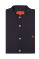Amswan Premium Men'S Black Crinkle Cotton Shirt - Mandarin Collar, Long Sleeves