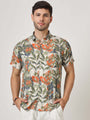 Multicolor Leaf Print Premium Rayon Shirt