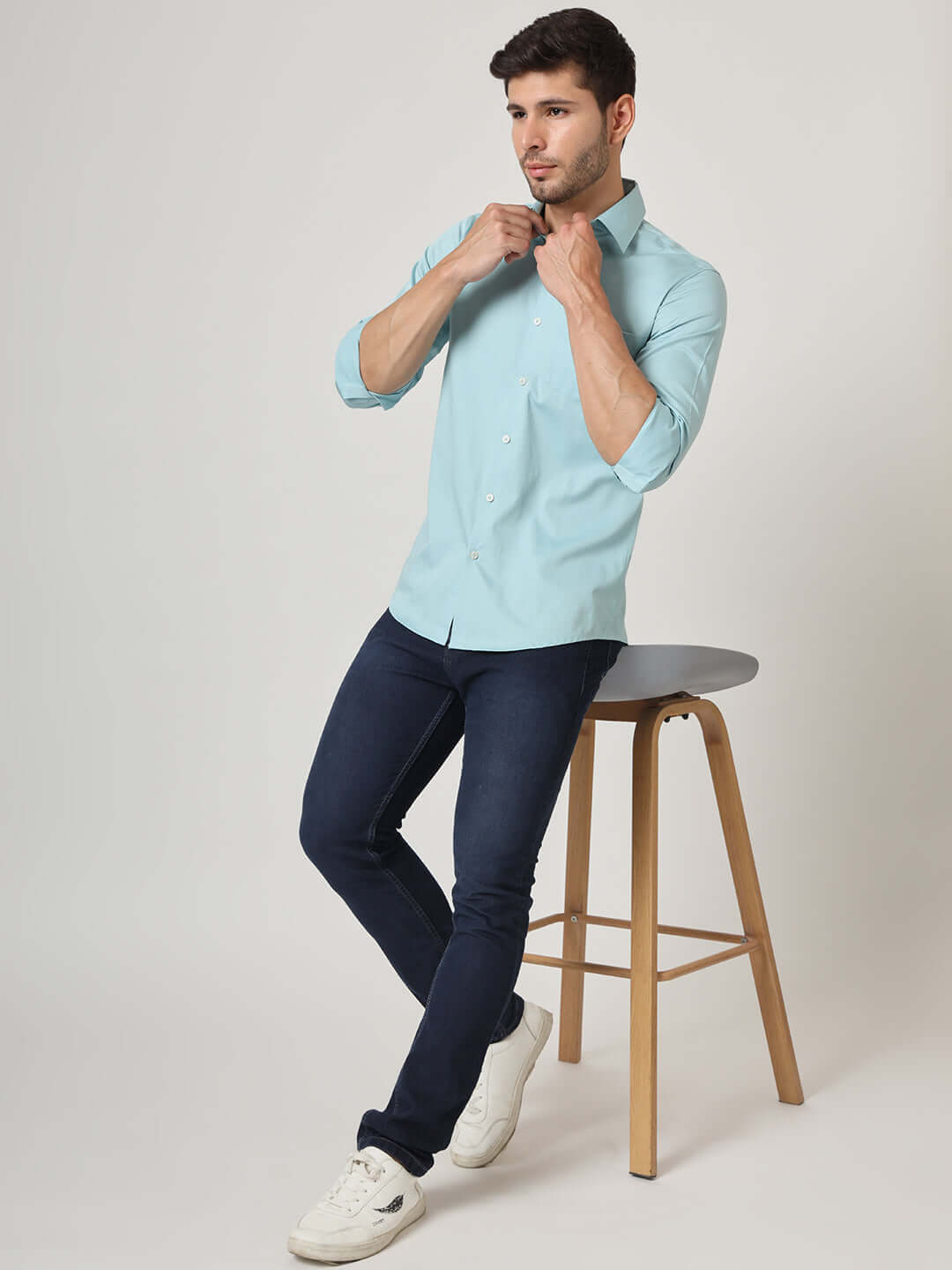 Premium Cotton Satin Sky Blue Shirt