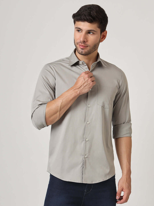 Premium Cotton Satin Grey Shirt