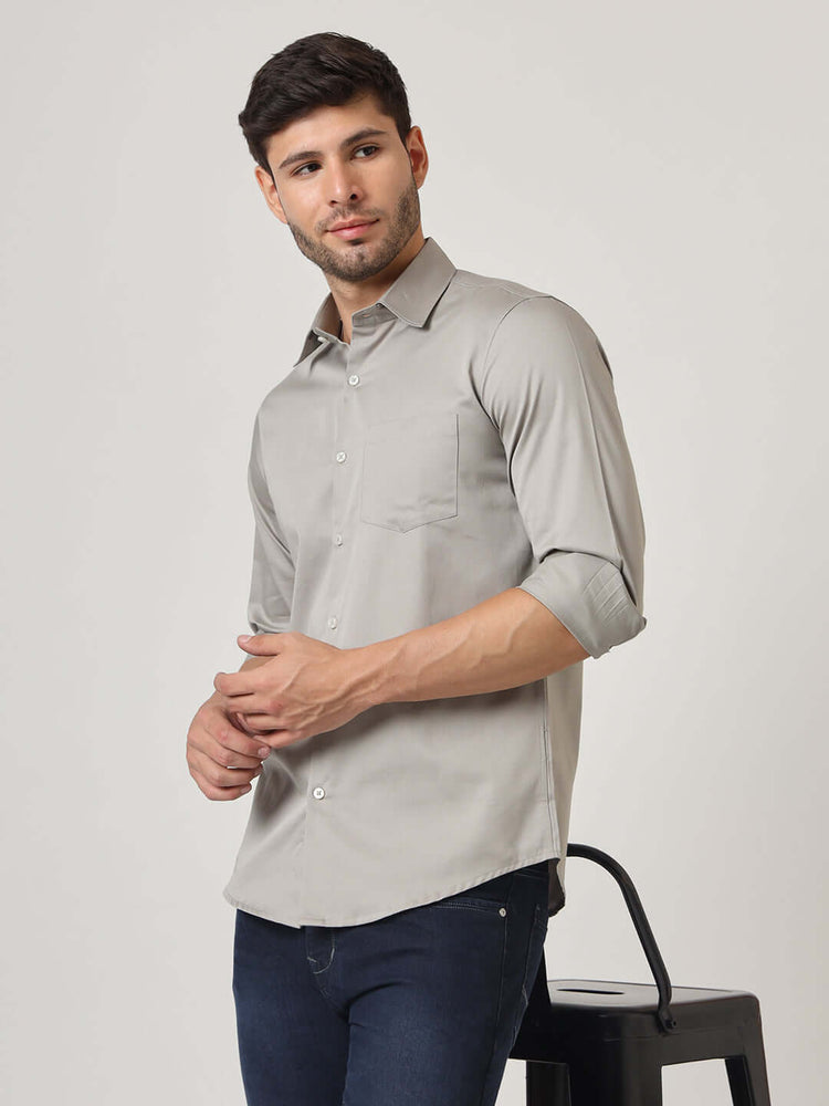 Premium Cotton Satin Grey Shirt